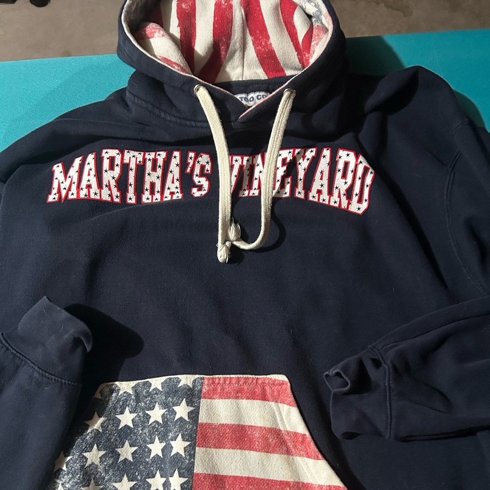 Navy Hoodie with Flag Design